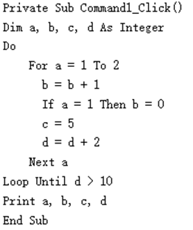 下面程序运行后,a、b、c、d的结果分别()。