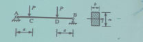 承受集中荷载作用的矩形截面简支木梁如图所示，己知P=5kN,a=0.7m,b=62mm,h=186m