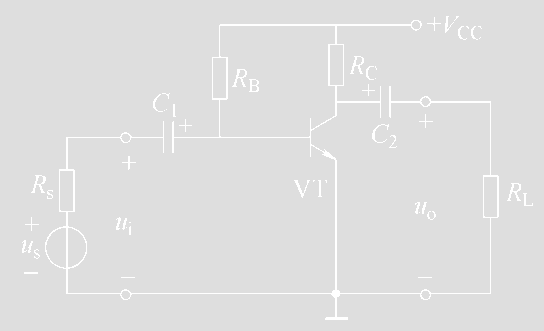电路如图所示，其中VCC=12V，Rs=1kΩ，RC=4kΩ，RB=560kΩ，RL=4kΩ，三极管