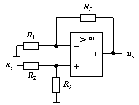 如图示同相比例运算电路中，已知电路如图所示，R1=2kΩ,R2=2kΩ,,RF=10kΩ,R3=18