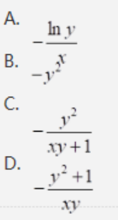 设y=y（x)是由方程xy + lny=0确定的函数，则dy/dx=（)。请帮忙给出正确答案和分析，
