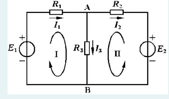 电路如题图所示，根据规定的方向写出结点A的结点电流方程和回路I、II的回路电压方程。下面的结果正确的
