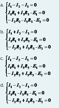 电路如题图所示，根据规定的方向写出结点A的结点电流方程和回路I、II的回路电压方程。下面的结果正确的