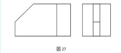 图27给出了物体的V面和W面投影，则面投影应为（)图27给出了物体的V面和W面投影，则面投影应为()
