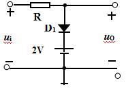 电路及输入波形如图所示，二极管为理想二极管， 画出的波形，并标出幅值。电路及输入波形如图所示，二极管