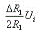 有一测力电桥，Ui是电源电压，R1是工作桥臂，R2、R3、R4是固定电阻，且R1=R2=R3=R4。