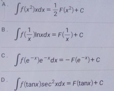 若一阶导数F'（x)= f（x),则下列等式中（)不成立。