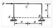 图示三铰刚架受力F作用，则B支座约束力的大小为（)。图示三铰刚架受力F作用，则B支座约束力的大小为(
