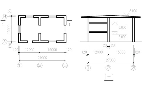 已知某单层房屋平面和剖面图（见图2)，计算该房屋建筑面积。图2单层房屋平面和剖面示意图已知某单层房屋