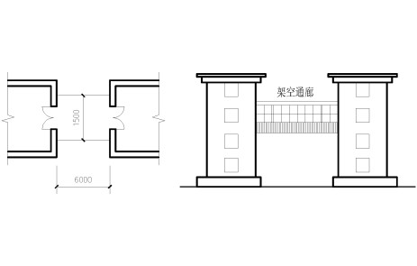 如图8所示，计算有顶盖架空通廊的建筑面积。图8架空走廊的建筑面积示意图如图8所示，计算有顶盖架空通廊