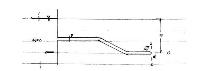 从水箱接一橡胶管道及喷嘴（如图)。橡胶管直径D=7.5cm，喷嘴出口直径d=2.0cm。水头H=5.