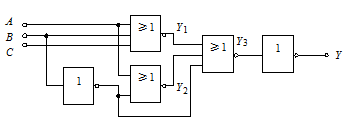 试写出下图所示逻辑电路的逻辑表达式，并化为最简与或式。