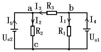 图中R1=6Ω,R2=4Ω,R3=3Ω,US1=12V,US2=24V。则电流I3=-4A.()此题
