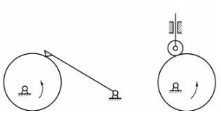 画出如图所示凸轮机构的基圆半径rmin及机构在该位置的压力角。