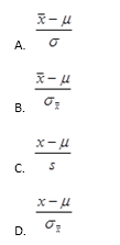 若x服从正态分布N（m,s2)，则下列（)是标准正态分布变量。