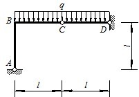 求题图所示结构C点的竖向位移。各杆刚度为EI，EI为常数。