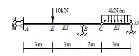 求题图所示结构C铰左右两截面的相对转角。EI为常数。