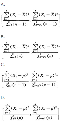 设总体X～N（μ，σ2)，μ已知，（X1，X2，…，Xn)是来自X的样本，则σ2的有效估计量为（)．