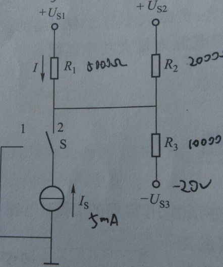 已知电路如图所示，R1=R2=R3=R4=10Ω，US1=10V，US2=20V，US3=30V，试