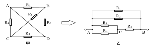 已知图b中，R1=R2=R3=9Ω，R4=R5=R6=3Ω，试将R5、R6、R2组成的△形联结电路转