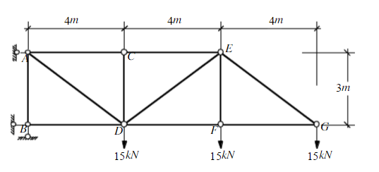 试用结点法求下图所示简单桁架各杆的轴力。    