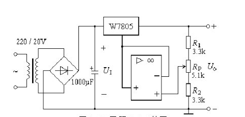 试写出下图所示稳压电路输出电压UO的可调范围。试写出下图所示稳压电路输出电压UO的可调范围。    