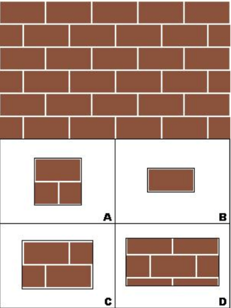 如图所示，上图是砖墙的图案，下图中黑线框内的哪个图案（不包括黑线框)定义后再填充可以得到上如图所示，