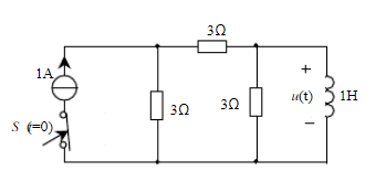 图所示电路开关S在t=0时打开，开关动作之前电路已处于稳定状态，试求电路零输入响应电压u（t)。图所