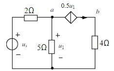 求图所示电路中，已知Uab=－5V，求电压源电压us。求图所示电路中，已知Uab=-5V，求电压源电