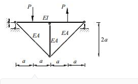 图示桁架各杆EA=常数，支座B下沉△，杆AB的轴力NAB______。图示桁架各杆EA=常数，支座B