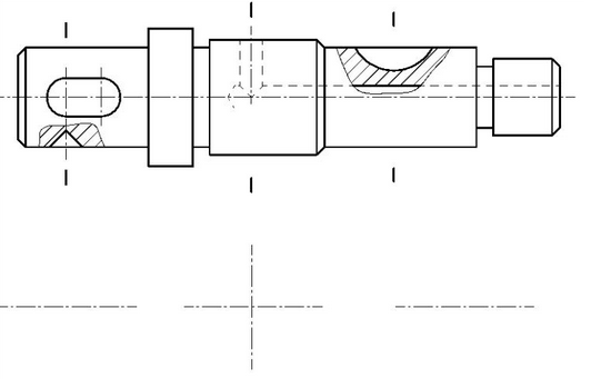 按指定的剖切位置绘制断面图(注:轴上的左键槽为单键槽,深4