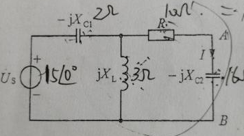 图所示对称三相电路中，R=1Ω，XC=10Ω，XL=30Ω，Up=100V，试确定各电流表的读数（电