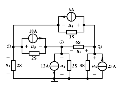 用节点分析法求图电路中各支路电压。
