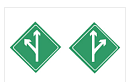 图中标志是分流诱导标志，表示前方有分流车道，车辆应按箭头方向直行或驶出主车道。A：正确B：错误图中标