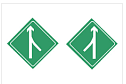 图中标志是合流诱导标志，表示前方有合流车道，注意与驶入主车道的车辆保持安全距离。A：正确B：错误图中