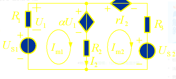 试列图（a)所示电路的网孔电流方程（仅用网孔电流表示)。试列图(a)所示电路的网孔电流方程(仅用网孔