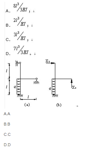 图（a)结构取图（b)为力法基本体系，E=常数，δ11为______。    A．  B．  C． 