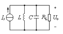 并联谐振回路L=10μH，C=300pF，均无损耗，负载电阻RL=5kΩ，电流IS=1mA，如图所示