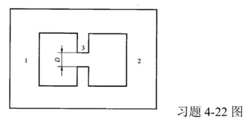习题22图所示板状框架铸件，壁3薄，壁1和壁2原，用直径为D的立铣刀铣断壁3后，毛坯中的内应力要重新