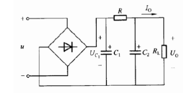 在图18.2.7（在教材中)所示的具有π形RC滤波器的整流电路中，已知交流电压U=6V，今要求负载电