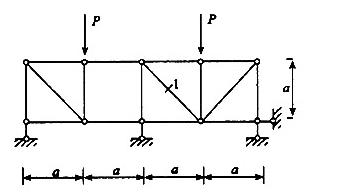 图示桁架中杆1的轴力为零。（)图示桁架中杆1的轴力为零。(   ) 