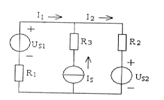 題如圖所示電路中，正確的回路電壓方程是（)。    （a)Us1－R1I1＋R3Is=0  （b)U