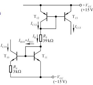 在图4－69所示的F007集成运放内部电路中，若设各NPN型管的β=250，PNP型管的β=50，两