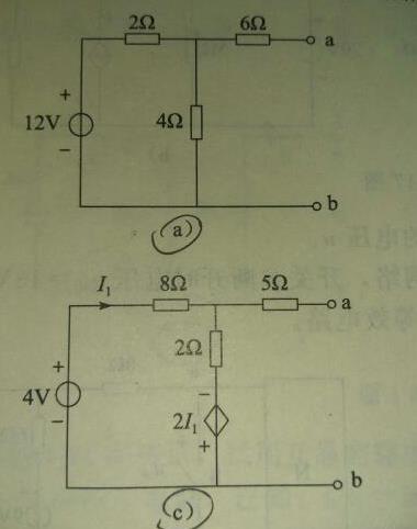 求图a、c所示电路的戴维南等效电路。   