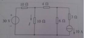 已知电路如图a所法，试用叠加定理求解6Ω电阻中电流I。   