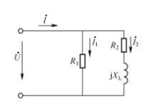 如图所示，=100∠0°V，R1=20Ω，X1=10√3Ω，R2=10Ω，求：电流，并做相量图。如图