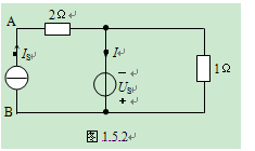 如图1－17所示，已知US=3V，IS=2A，R1=1Ω，R2=2Ω，求电路中电压源的电流I和电流源