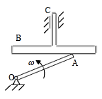 图示机构中，OA杆以匀角速度ω绕O轴转动，若选OA上的A点为动点，动系固结在BC杆上，则在图示瞬时，