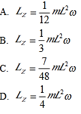 一均质杆AB，长为L，质量为m，以角速度ω绕O轴转动，则杆对过O点的LZ轴的动量矩大小为（)。一均质