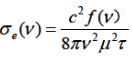 研究激光介质增益时，常用到“受激发射截面”σe（v)（cm2)概念，它与增益系数G（v)（cm－1)